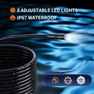 Endoscope Camera with Light, Borescope Camera with 4.3" IPS Screen, 1920P HD with 8 LED Lights, 16.4FT Semi-Rigid Cord, IP67 Waterproof Endoscope for Sewer, Cool Gadgets&Tools for Men - Image 5