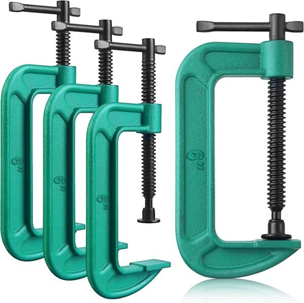 4 Pcs C Clamp Set 6 Inch Heavy Duty G-Clamps Automotive and Wood Working Clamps with Jaw Opening Sliding for DIY Carpentry Woodworking Welding and Building(6 Inch, Green) 2 81SodSocDsL. AC SL1500