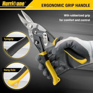 HURRICANE 10 Inch Aviation Tin Snips, Heavy Duty Metal Cutter Shears for Cutting Sheet Metal, Straight Cut Aviation Snips - Image 9