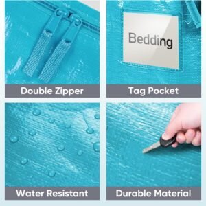 TICONN 6 Pack Extra Large Moving Bags with Zippers & Carrying Handles, Heavy-Duty Storage Tote Moving Boxes for Space Saving (6 Pack, Aqua) 18 TICONN 6 Pack Extra Large Moving Bags with Zippers & Carrying Handles, Heavy-Duty Storage Tote Moving Boxes for Space Saving (6 Pack, Aqua) - Image 7