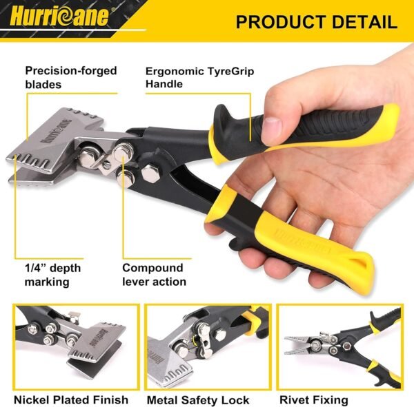 HURRICANE 3inch Sheet Metal Hand Seamer, Heavy Duty Bender for Metal Flattening, Precision Duckbill Pliers and Sheet Metal Tongs, Ideal for HVAC Projects, Ergonomic Straight Flat Smooth Jaw 4 81U231EM0KL. AC SL1500
