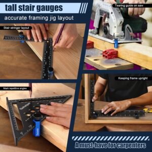 2Pack Tall Stair Gauges for Framing Square with Holder and Carabiner Stair guages Knobs Tool for Circular Saw Metal Stair Stringer Layout Tool for Carpentry Squares Stair and Rafter Gauge Clamps 15 2Pack Tall Stair Gauges for Framing Square with Holder and Carabiner Stair guages Knobs Tool for Circular Saw Metal Stair Stringer Layout Tool for Carpentry Squares Stair and Rafter Gauge Clamps - Image 7