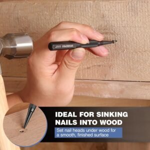 WORKPRO 4-Piece Nail Punch and Center Punch Set, Hardened Cr-V Steel with Knurled Grip,1/32", 1/16", 3/32" Nail Setter & 1/32" Center Punch Tool 15 WORKPRO 4-Piece Nail Punch and Center Punch Set, Hardened Cr-V Steel with Knurled Grip,1/32", 1/16", 3/32" Nail Setter & 1/32" Center Punch Tool - Image 6