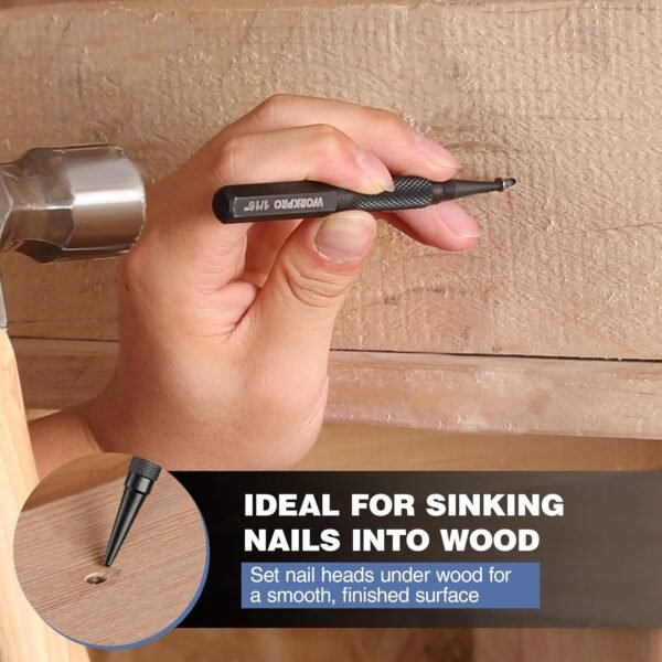 WORKPRO 4-Piece Nail Punch and Center Punch Set, Hardened Cr-V Steel with Knurled Grip,1/32", 1/16", 3/32" Nail Setter & 1/32" Center Punch Tool 6 81VWj6KuXfL. AC SL1500