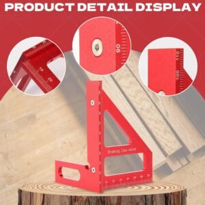 3D Multi-Angle Measuring Ruler, 45/90 Degree Aluminum Alloy Carpenter Square & Miter Triangle Ruler, High Precision Woodworking Protractor Tools for Engineers, Carpenters & Construction Professionals - Image 6