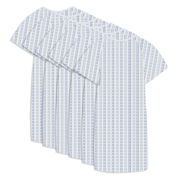 GOLD TEXTILES Hospital Gowns - Cotton Blend Unisex Medical Patient Gowns, Fits up to 2XL - 45" Long & 61" Wide with 2 Pairs of Back Tie (Turquoise, Pack of 6) 2 81YrxctezuL. SL1500