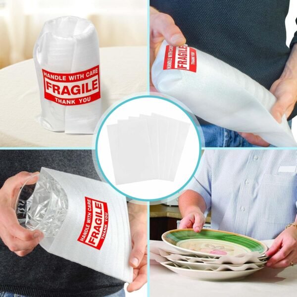 320 pcs Moving Packaging Supplies, 260 Cushioning Foam Pouches and Sheets, 4 Sizes (16x12", 12x12", 12x7.8", 7.8x7.8") with 60 Fragile Stickers, Cushion Foam Pouch for Moving, Packaging, Storage. 5 81ZBOyUpGFL. AC SL1500