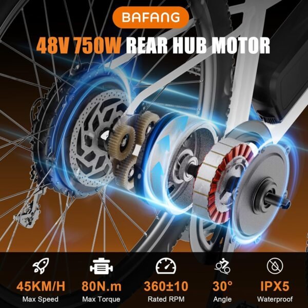 BAFANG 48V 750W Rear Hub Motor Kit, 80N.m High Torque Electric Bike Conversion Kit with LCD Display, IPX5 Waterproof, Fits 26/27.5/700C Wheels for Disc and V Brakes, Battery Optional 3 81cPkV5KWyL. AC SL1500