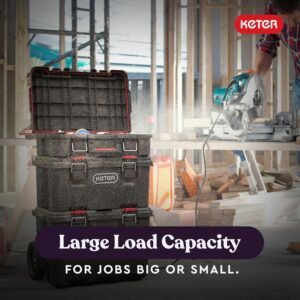 Keter Stack-n-Roll Modular Tools Organizer for Garage Storage and DIY, 3 Piece Resin Rolling Tool Box System for Small Parts, Black - Image 9