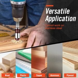 5Pcs Countersink Drill Bit Set, Premium Drill Bit with 82-Degree, 5 Flutes, Quick-Change Hex Shank, 1/4 Inch to 3/4 Inch Size, Counter Sink Bits for Wood, Metal, Plastic 13 5Pcs Countersink Drill Bit Set, Premium Drill Bit with 82-Degree, 5 Flutes, Quick-Change Hex Shank, 1/4 Inch to 3/4 Inch Size, Counter Sink Bits for Wood, Metal, Plastic - Image 6