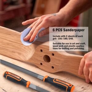 REXBETI 25Pcs Metal File Set, Premium Grade T12 Drop Forged Alloy Steel, Flat/Triangle/Half-round/Round Large File and 12pcs Needle Files with Carry Case, 6pcs Sandpaper, Brush, A Pair Working Gloves 17 REXBETI 25Pcs Metal File Set, Premium Grade T12 Drop Forged Alloy Steel, Flat/Triangle/Half-round/Round Large File and 12pcs Needle Files with Carry Case, 6pcs Sandpaper, Brush, A Pair Working Gloves - Image 8