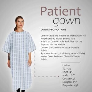 GOLD TEXTILES Hospital Gowns - Cotton Blend Unisex Medical Patient Gowns, Fits up to 2XL - 45" Long & 61" Wide with 2 Pairs of Back Tie (Turquoise, Pack of 6) 14 GOLD TEXTILES Hospital Gowns - Cotton Blend Unisex Medical Patient Gowns, Fits up to 2XL - 45" Long & 61" Wide with 2 Pairs of Back Tie (Turquoise, Pack of 6) - Image 6