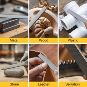 8in Flat Metal File, Total 12in, File Blade 8in, Anti-Slip Ergonomic Handle, Harden High Carbon Steel, Uniform Teeth, Ideal Hand Files to Sharpen and Deburr Metal, Stone, Wood, Plastic - Image 6
