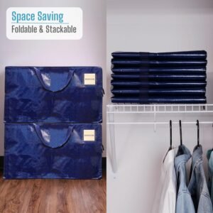 VENO 8 Pack Moving and Storage Bags, Heavy Duty, Alternative to Moving Boxes, Large Packing Totes Supplies for College Dorm Room with Zipper for Clothes, Wide Open Design (Blue, 8 Pack) - Image 9