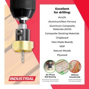 Amana Tool 55227 Carbide Tipped 82 Degree Countersink Set with Adjustable Drill Bit Depth Stop and No-Thrust Ball Bearing 3/8 Dia x 1/8 Drill Dia x 1/4 Inch Quick Release Hex Shank - Image 4