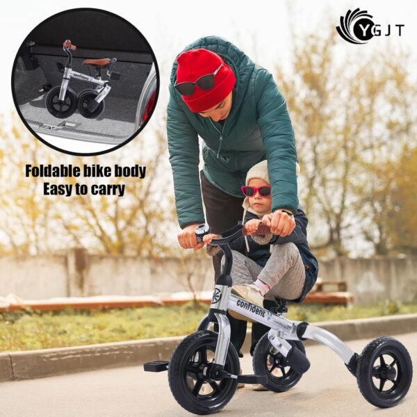 YGJT 3 in 1 Tricycle for Toddlers Age 2-5 Years Old, Folding Kids Balance Bike with Adjustable Seat and Removable Pedal, Toddler Bike Ride-on Toys for Infant, Gifts for Baby Boys Girls Birthday 3 81iv35WKPHL. AC SL1500