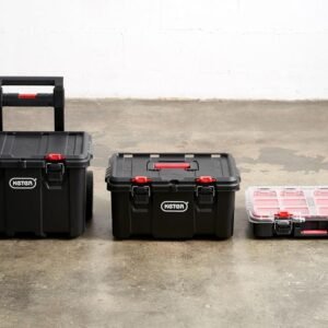 Keter Stack-n-Roll Modular Tools Organizer for Garage Storage and DIY, 3 Piece Resin Rolling Tool Box System for Small Parts, Black - Image 10