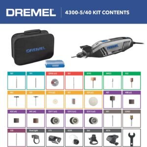 Dremel 4300-5/40 High Performance Rotary Tool Kit with LED Light- 5 Attachments & 40 Accessories - Ideal for Grinding, Cutting, Wood Carving, Sanding, and Engraving - Image 9