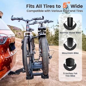 Ebike Rack with Ramp, Hitch Bike Rack for 2 Heavy Ebike, Foldable Tilting Ebike Rack Platform for Cars, SUVs, Trucks, Trailers with 2" Receivers, Max 5" Fat Tire - No Installation Needed 12 Ebike Rack with Ramp, Hitch Bike Rack for 2 Heavy Ebike, Foldable Tilting Ebike Rack Platform for Cars, SUVs, Trucks, Trailers with 2" Receivers, Max 5" Fat Tire - No Installation Needed - Image 3