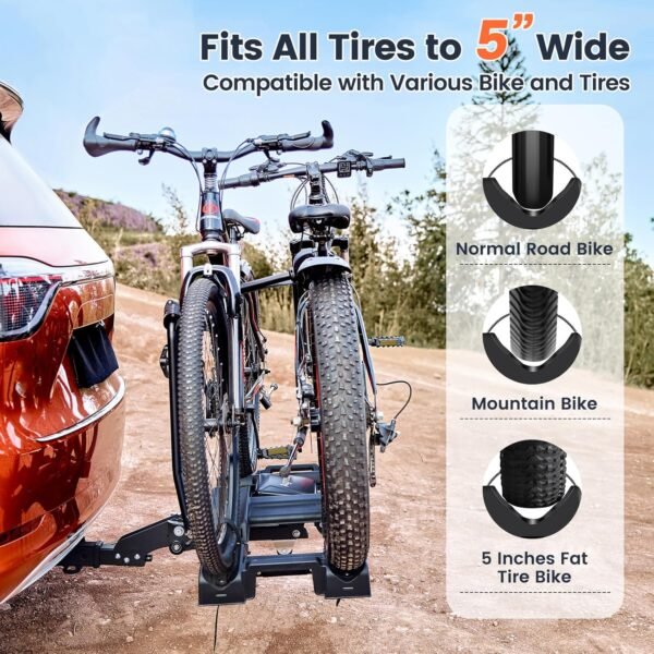 Ebike Rack with Ramp, Hitch Bike Rack for 2 Heavy Ebike, Foldable Tilting Ebike Rack Platform for Cars, SUVs, Trucks, Trailers with 2" Receivers, Max 5" Fat Tire - No Installation Needed 3 81kMPT 4nPL. AC SL1500