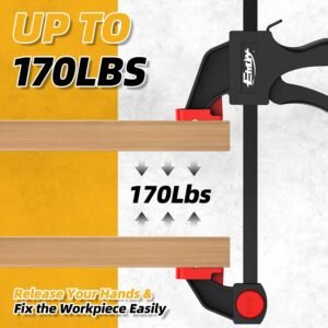 24" Bar Clamps for Woodworking, Medium 170 lbs One-Handed Spreader/Clamp, Light-Duty Quick-Clamp F Wood Clamps Set for Hand Wood Working Crafts Grip Gluing - 2 Pack 13 24" Bar Clamps for Woodworking, Medium 170 lbs One-Handed Spreader/Clamp, Light-Duty Quick-Clamp F Wood Clamps Set for Hand Wood Working Crafts Grip Gluing - 2 Pack - Image 4