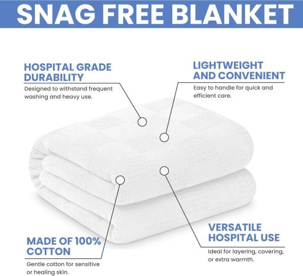 Linteum Textile Supply Institutional Snag-Free 66x90 Hospital Blanket—Durable, Lightweight & Compressed—Ideal for Healthcare Facilities, Nursing Homes & Shelters, 1 Pack (White) 4 81nTOcp4rqL. AC SL1500