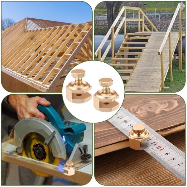 4 Pack Stair/Square Gauge Set for Framing Square, Stair Stringer Layout Tool for Circular Saw, Carpentry Squares and Rafter Layout, Aluminum Alloy Stair Gauge Tool(Gold) 8 81nTRxFG DL. SL1500