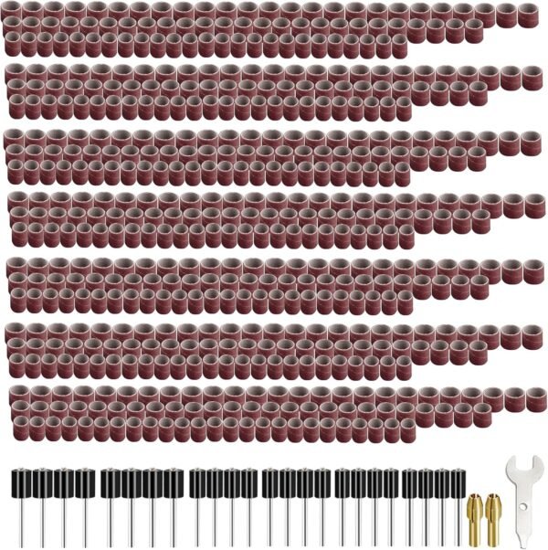Tnisesm 552Pcs Aluminum Oxide Sanding Drum Set,Including 525 Pieces 80 120 150 240 320 400 600 Grit Drum Sander Sanding Sleeves and 24 Pieces Drum Mandrels for Dremel Rotary Tool,Sanding Drums 2 81nbzuzEaoL. AC SL1500