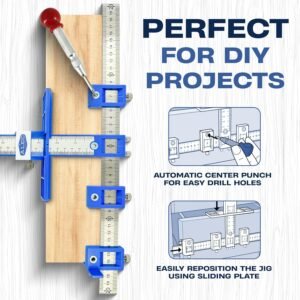Cabinet Installation Tool Complete Set – Adjustable Hardware Template for Handles, Knobs, Drawer Pulls – Handle Jig, Concealed Hinge Jig, Automatic Center Punch, Drill Bits, Storage Bag 16 Cabinet Installation Tool Complete Set – Adjustable Hardware Template for Handles, Knobs, Drawer Pulls – Handle Jig, Concealed Hinge Jig, Automatic Center Punch, Drill Bits, Storage Bag - Image 8