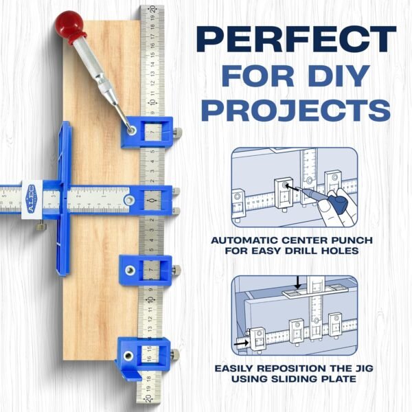 Cabinet Installation Tool Complete Set – Adjustable Hardware Template for Handles, Knobs, Drawer Pulls – Handle Jig, Concealed Hinge Jig, Automatic Center Punch, Drill Bits, Storage Bag 8 81oNi KU5OL. AC SL1500
