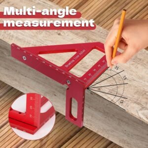 3D Multi-Angle Measuring Ruler, 45/90 Degree Aluminum Alloy Carpenter Square & Miter Triangle Ruler, High Precision Woodworking Protractor Tools for Engineers, Carpenters & Construction Professionals - Image 5