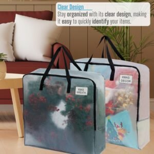 VENO 4 Pack Wreath Storage Bag, Summer, Christmas Decoration Garland Container, 30 Inch Clear Door Wreath Organizers, Moving Boxes, Packing Supplies for College (Square - 4 Pack) - Image 5