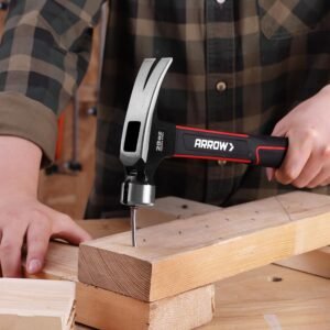 ARROW 20oz Straight Claw Hammer with Magnetic Nail Holder, Smooth Face and Forged Steel Head, Shock-Absorbing Fiberglass Handle, for Carpentry and General Purpose 19 ARROW 20oz Straight Claw Hammer with Magnetic Nail Holder, Smooth Face and Forged Steel Head, Shock-Absorbing Fiberglass Handle, for Carpentry and General Purpose - Image 9