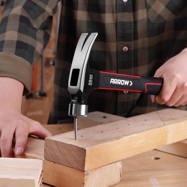 ARROW 20oz Straight Claw Hammer with Magnetic Nail Holder, Smooth Face and Forged Steel Head, Shock-Absorbing Fiberglass Handle, for Carpentry and General Purpose 9 81qayqfTSCL. AC SL1500