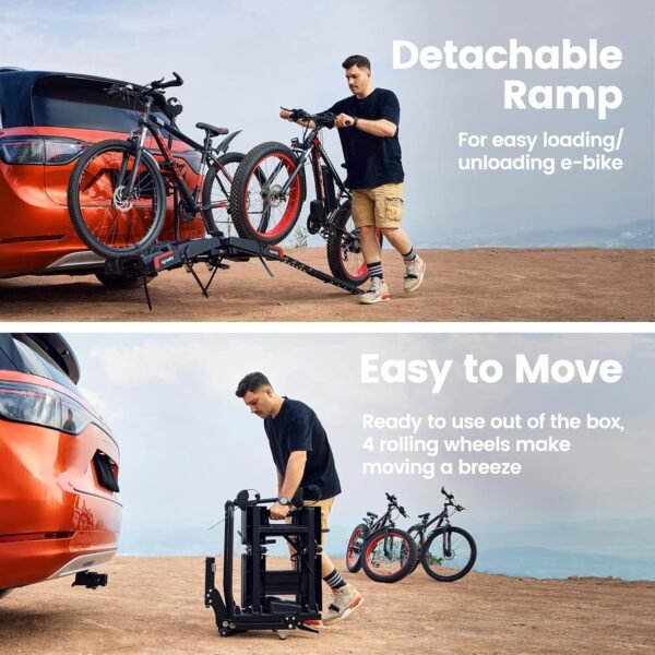 Ebike Rack with Ramp, Hitch Bike Rack for 2 Heavy Ebike, Foldable Tilting Ebike Rack Platform for Cars, SUVs, Trucks, Trailers with 2" Receivers, Max 5" Fat Tire - No Installation Needed 4 81r0XbrrbdL. AC SL1500