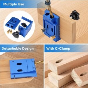 Pocket Hole Jig Kit - Adjustable Angle Drill Guide Tools for Doweling Maker, Woodworking Carpentry Adapter, Wood Dowel Jig w/Screws & Stop Collars - Image 5