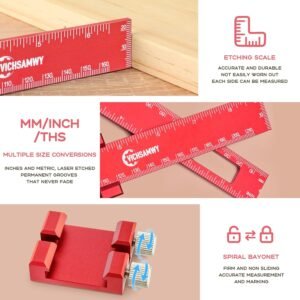 Precision Metal Slide Stop Scribing Ruler - 12, 8 & 6 Inch, Adjustable Measuring & Marking for Woodworking - Image 8