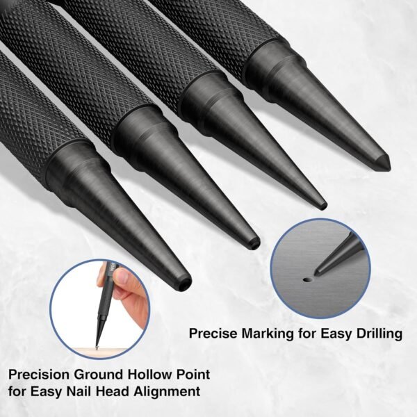 WORKPRO 4-Piece Nail Punch and Center Punch Set, Hardened Cr-V Steel with Knurled Grip,1/32", 1/16", 3/32" Nail Setter & 1/32" Center Punch Tool 5 81rzikBuelL. AC SL1500