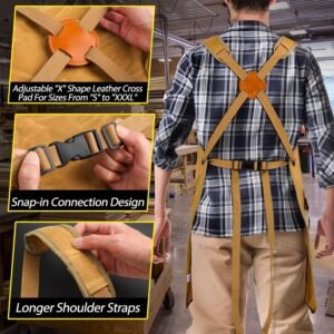 Woodworking Apron for Men, Shop Apron 20 oz Canvas Work Apron with 9 Tool Pockets, Heavy Duty Wood Working Workshop Bib Apron for Carpenter Woodworker Blacksmith, Men Gift, Adjustable to S- 3XL, Khaki 14 Woodworking Apron for Men, Shop Apron 20 oz Canvas Work Apron with 9 Tool Pockets, Heavy Duty Wood Working Workshop Bib Apron for Carpenter Woodworker Blacksmith, Men Gift, Adjustable to S- 3XL, Khaki - Image 6