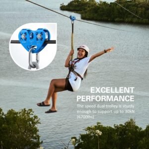 Lixada Zip Line Pulley 30KN Tandem Speed Double Pulley for 1/4 5/16 3/8 1/2 Cable Backyard Zipline, Hauling, Rigging and Commercial Purposes,Holds Upto 6700lbs - Image 7