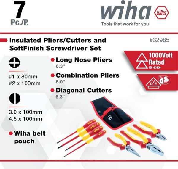Wiha 32985 7 Piece Insulated Industrial Pliers and Screwdriver Set 5 81uJdDGPQyL. AC SL1500