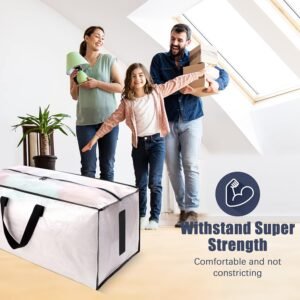 8 Pack Large Strong Moving Bags with Zippers & Carrying Handles - Water-Resistant - Heavy Duty Storage Tote for Space Saving, Fold Flat, Alternative to Moving Box (Semi-Transparent) - Image 6