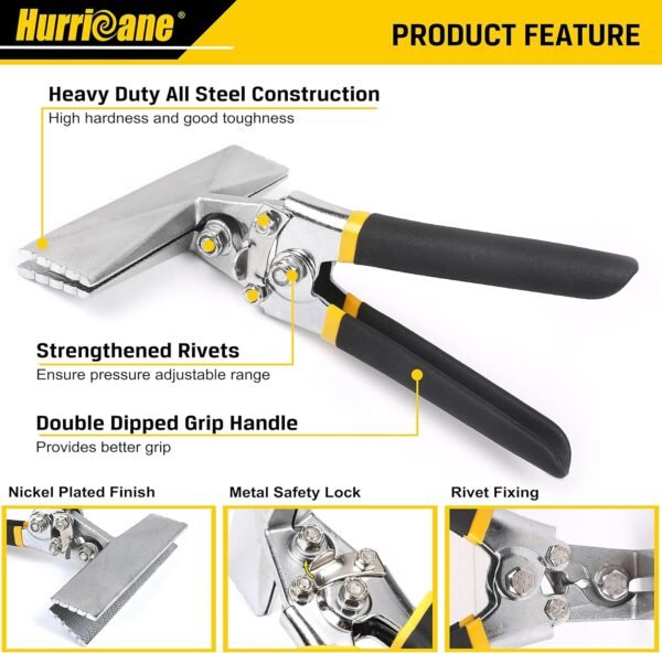 HURRICANE Sheet Metal Hand Seamer, 6 Inch Straight Jaw Sheet Bender Tools for Flattening Metal, Bending Pliers with Double Dipped Cushion Handle 3 81v1Wk2h0tL. AC SL1500