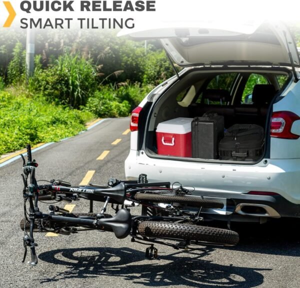 2 Bike Rack Hitch Mount, 200 lbs Electric Bicycle Carrier Rack Platform Style for Cars Trucks SUVs Minivans, fits MTB Gravel Road Bike with Up to 5-inch Fat Tire Carrier Rack - 2" Hitch Receiver 6 81vJsxmh8GL. AC SL1500