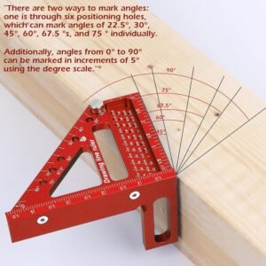 3D Multi-Angle Measuring Ruler -Precision Woodworking 3D Square Protractor 22.5-90 Degree and Miter Triangle Ruler - Aluminum Alloy Drawing Line Ruler for Engineer Carpenter and Craftsmen Red… 13 3D Multi-Angle Measuring Ruler -Precision Woodworking 3D Square Protractor 22.5-90 Degree and Miter Triangle Ruler - Aluminum Alloy Drawing Line Ruler for Engineer Carpenter and Craftsmen Red… - Image 5
