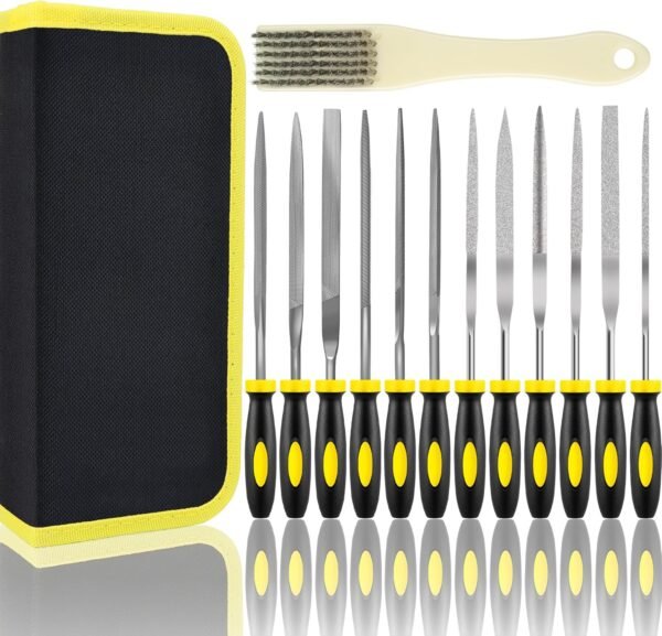 Small File Set, Needle Diamond File 13PCS, 6pcs Jewlers Files & 6pcs Steel Files Precision Metal Work, Woodworking, Plastic Carving Tool with Steel Brush and Carry Case 2 81vrsx8i8fL. AC SL1500