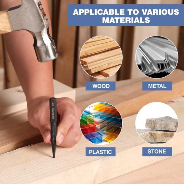 WORKPRO 4-Piece Nail Punch and Center Punch Set, Hardened Cr-V Steel with Knurled Grip,1/32", 1/16", 3/32" Nail Setter & 1/32" Center Punch Tool 8 81vtqCESHrL. AC SL1500