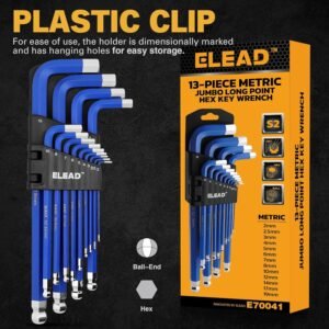 ELEAD Jumbo Hex Key Allen Wrench Set | 13-Piece Metric 2-19mm | Long Ball End Durable S2 | Automotive | Mechanic | Furniture | Professional Grade Tools - Image 3