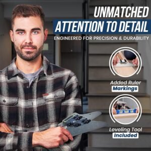 Staircision Stair Tread Template Tool - Stair Gauge Set with Carpenter Pencil and Level for Extra Precision - Solid Metal Stairs Jig for Accurately Measuring Angle and Length - Image 3