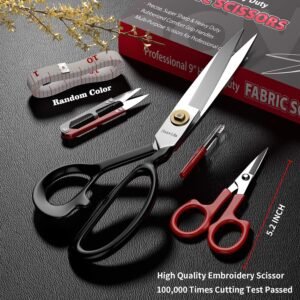 Fabric Scissors Tailor Sewing Shears - 9 Inch Heady Duty Scissors for Fabric Cutting Professional Ultra Sharp Cloth Tailor Scissors Multipurpose Utility Dressmaker Leather Titanium Scissors (9Inch) - Image 6
